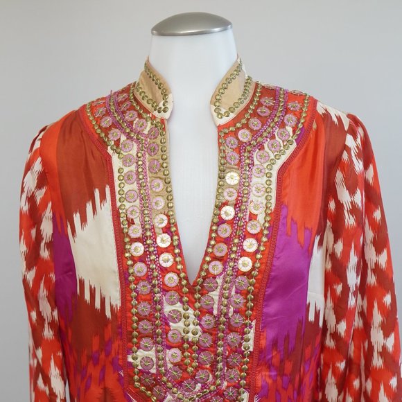 Tory Burch 4 Beaded Embroidered Top/Tunic - Picture 4 of 9